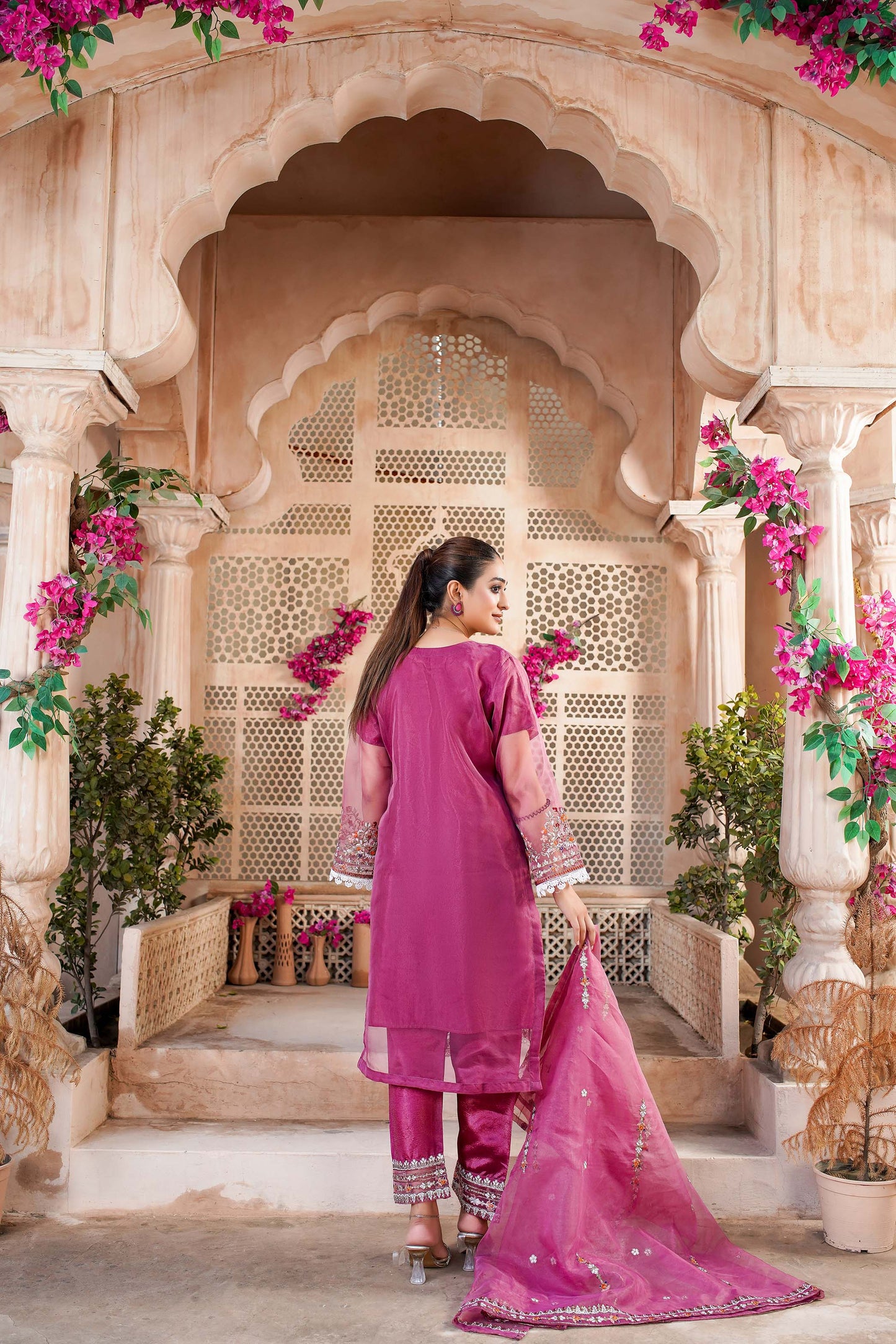 Elegant Pink Embroidered Dress