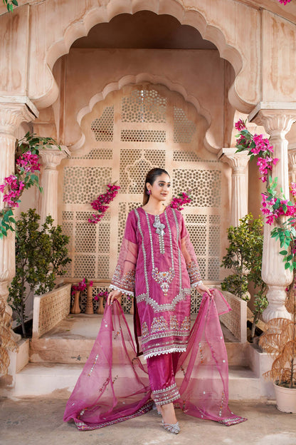 Elegant Pink Embroidered Dress