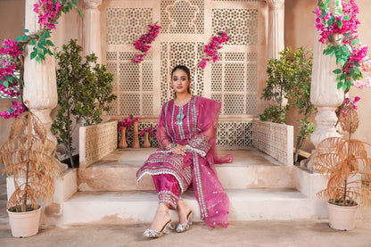 Elegant Pink Embroidered Dress