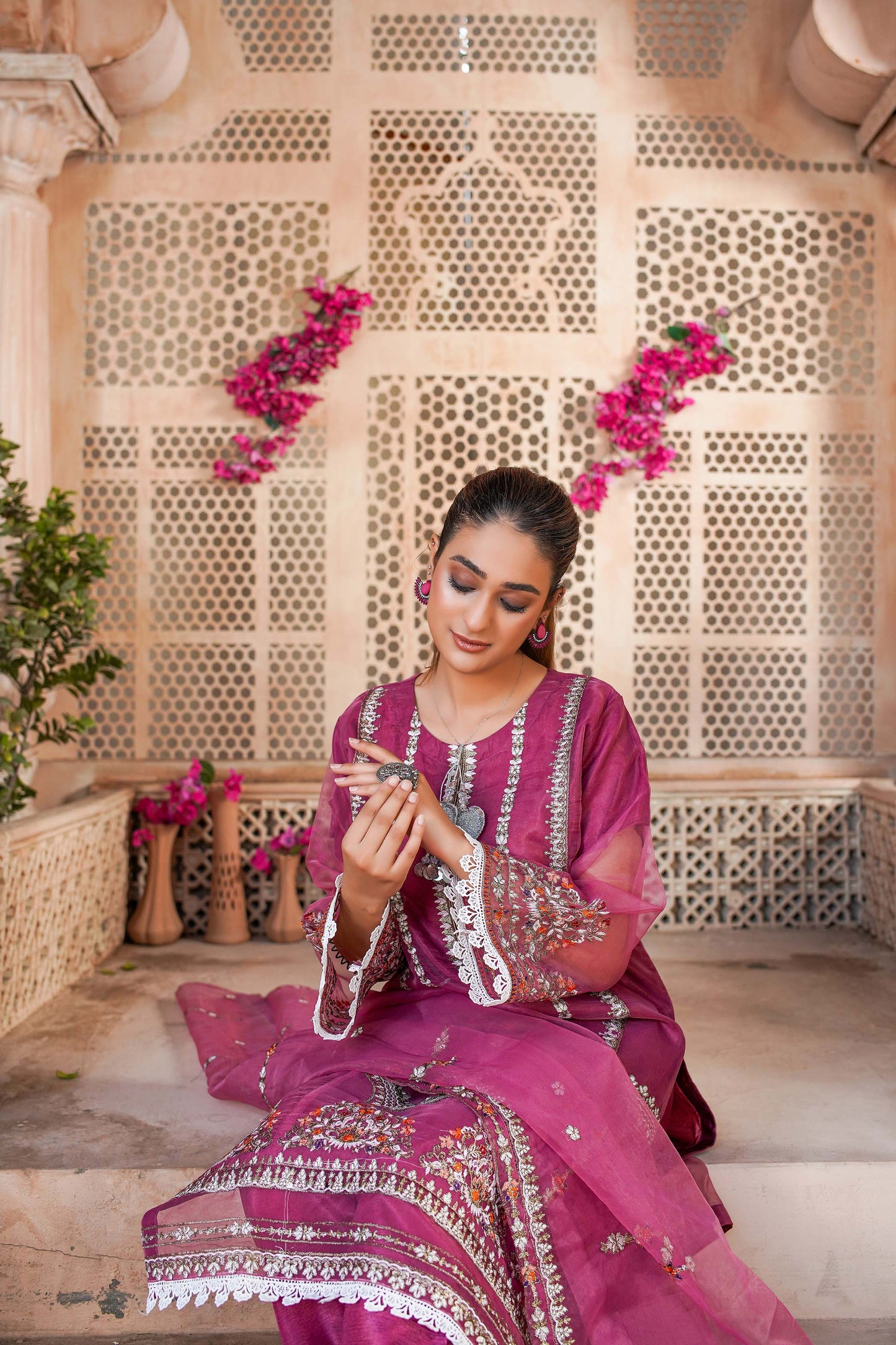 Elegant Pink Embroidered Dress