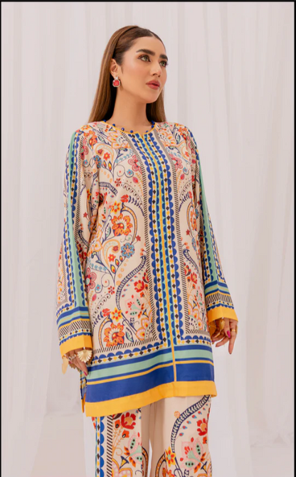 Elegant Floral and Geometric Print Ensemble